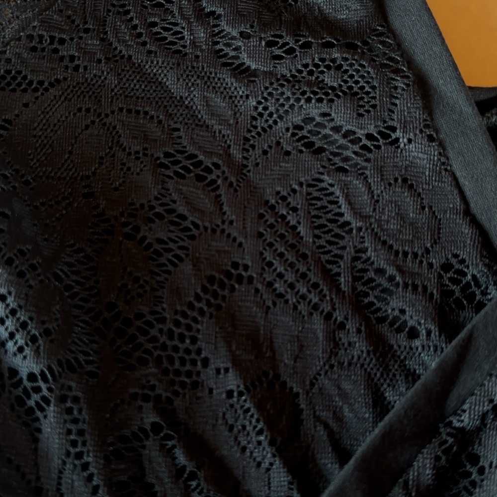 Sexy Black Pant Jumpsuit with Lace Sleeves Party Cocktail Bodycon Size Medium - Picture 6 of 6